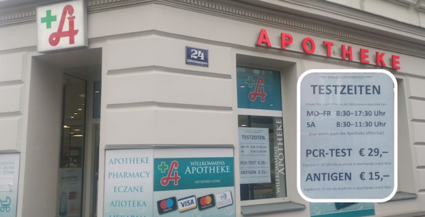 Viyana’da Eczanelerinde 11 Nisan’a kadar PCR Test 29 Euro Antijen Test ise 15 Euro’ya yapılmaktadır