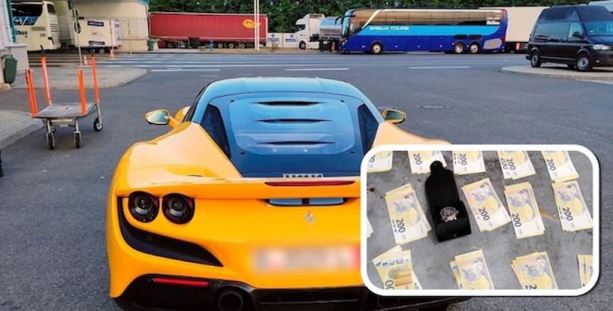  Sırbistan sınırında Ferrari marka otomobilden 60 bin Dolar değerinde saat ve 25 bin Euro çıktı