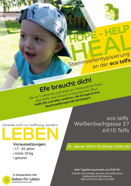 Avusturya’da 3 yaşındaki Efe için uygun kök hücre aranıyor