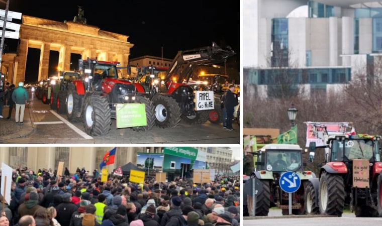 Almanya’da Çiftçiler, Yakıt Sübvansiyonlarının Kaldırılmasına Karşı Büyük Protesto: 3.000 Traktör ve 10.000 Katılımcı