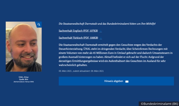 Almanya’da 45 Milyon Euro Sahte Fatura Şüphesiyle Aranan Orhan Ünal Hala Yakalanamadı