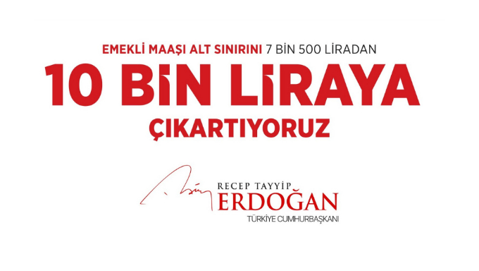 Emekli maaşı alt sınırı 7 bin 500 liradan 10 bin liraya çıktı