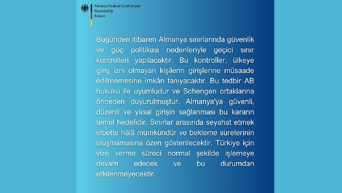 Almanya Büyükelçiliği’nden Vize Açıklaması: Türkiye’den Gelenler Etkilenmeyecek