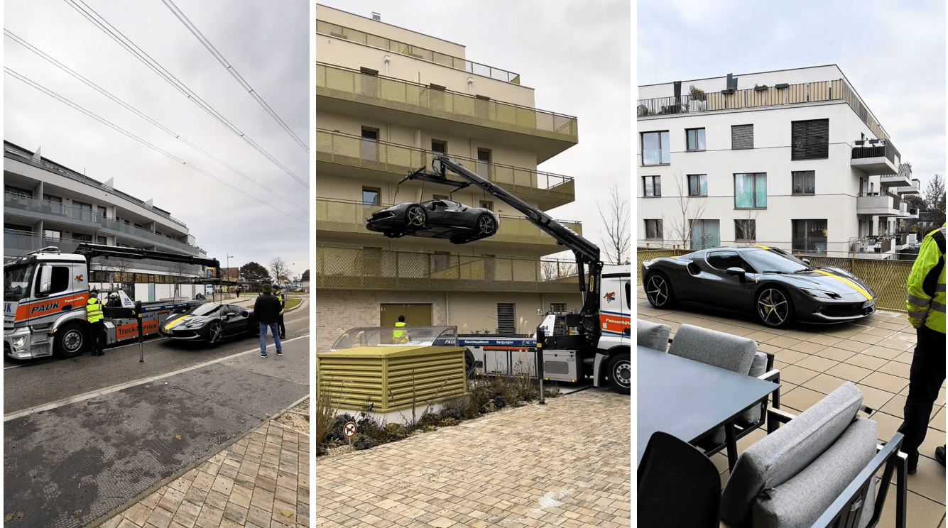 Viyana’da Dubai Özentisi Park: Ferrari’yi Balkona Koydu, Polis Kapıya Dayandı