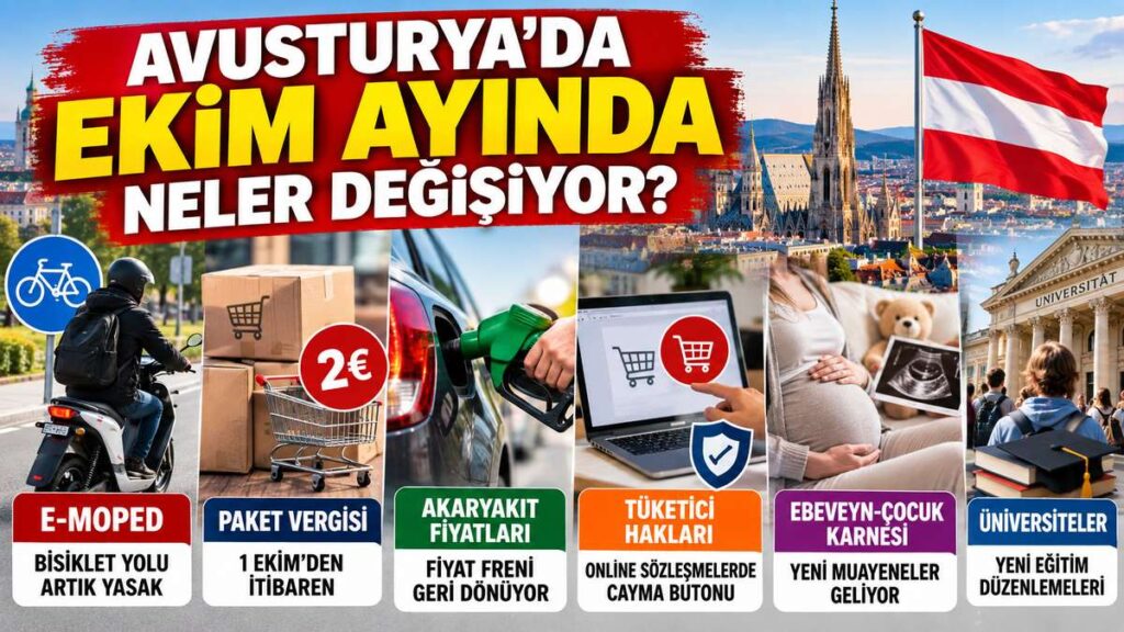 Avusturya’da ekim ayında neler değişiyor? E-Moped, paket vergisi, akaryakıt ve tüketici haklarında yeni dönem